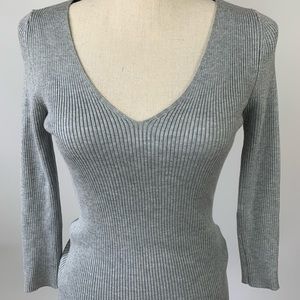 stretchy tight fitted long sleeve v neck